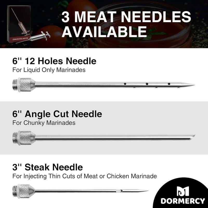 Dormercy Meat Injector Syringe Kit, Flavor Injector with 3 Marinade Needles, Stainless Steel Kitchen Food Injection Syringe for Turkey Cooking - Image 4
